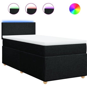vidaXL Sommier à lattes de lit et matelas Noir 80x200 cm Tissu pas cher