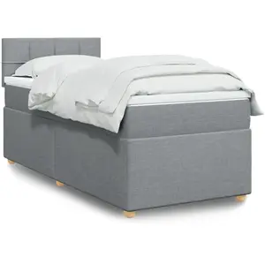 vidaXL Sommier à lattes de lit avec matelas gris clair 80x200 cm tissu pas cher