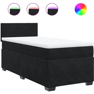 vidaXL Sommier à lattes de lit avec matelas noir simple velours pas cher