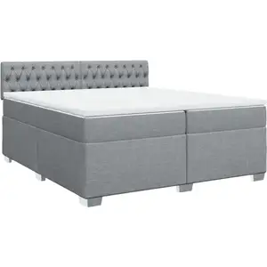 vidaXL Sommier à lattes de lit avec matelas Gris clair 200x200cm Tissu pas cher
