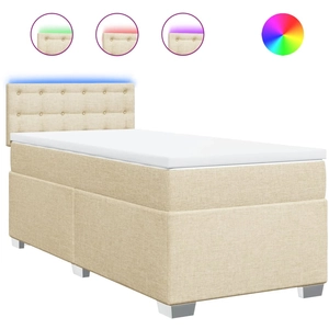 vidaXL Sommier à lattes de lit avec matelas Crème 180x200 cm Tissu pas cher