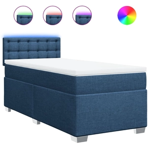 vidaXL Sommier à lattes de lit avec matelas Bleu 180x200 cm Tissu pas cher