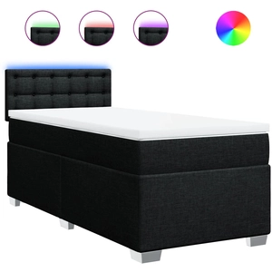 vidaXL Sommier à lattes de lit avec matelas Noir 160x200 cm Tissu pas cher