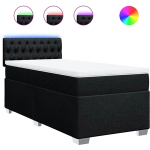 vidaXL Sommier à lattes de lit avec matelas Noir 160x200 cm Tissu pas cher