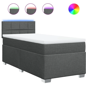 vidaXL Sommier à lattes de lit avec matelas Gris foncé 160x200cm Tissu pas cher