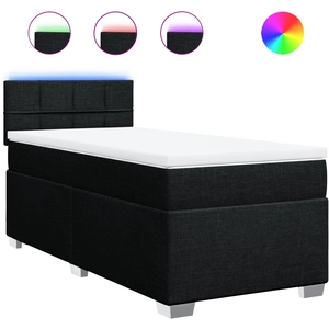 vidaXL Sommier à lattes de lit avec matelas Noir 160x200 cm Tissu pas cher