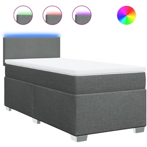 vidaXL Sommier à lattes de lit avec matelas Gris foncé 200x200cm Tissu pas cher