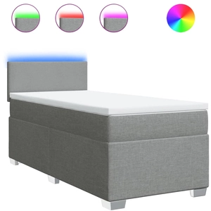 vidaXL Sommier à lattes de lit avec matelas Gris clair 160x200cm Tissu pas cher