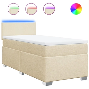 vidaXL Sommier à lattes de lit avec matelas Crème 160x200 cm Tissu pas cher