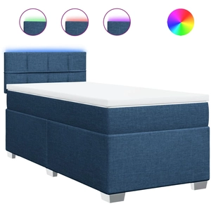 vidaXL Sommier à lattes de lit avec matelas Bleu 180x200 cm Tissu pas cher