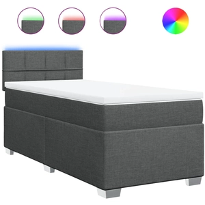 vidaXL Sommier à lattes de lit avec matelas Gris foncé 180x200cm Tissu pas cher
