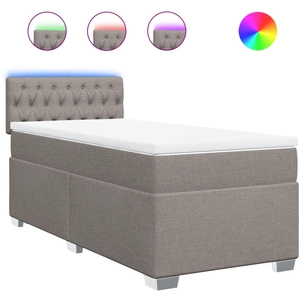 vidaXL Sommier à lattes de lit avec matelas Taupe 140x200 cm Tissu pas cher