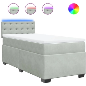 vidaXL Sommier à lattes de lit et matelas Gris clair 90x200 cm Velours pas cher