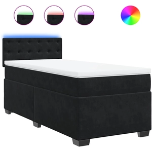 vidaXL Sommier à lattes de lit avec matelas Noir 90x200 cm Velours pas cher