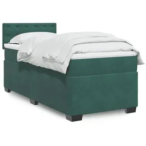 vidaXL Sommier à lattes de lit avec matelas Vert foncé 90x200 cm pas cher