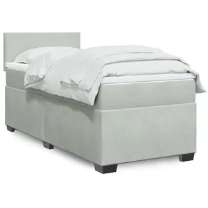 vidaXL Sommier à lattes de lit et matelas Gris clair 90x200 cm Velours pas cher