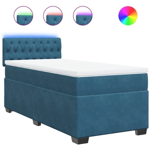 vidaXL Sommier à lattes de lit avec matelas bleu 90x190 cm velours pas cher