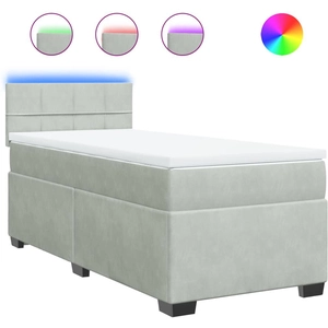 vidaXL Sommier à lattes de lit et matelas Gris clair 80x200 cm Velours pas cher