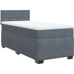 vidaXL Sommier à lattes de lit et matelas Gris foncé 80x200 cm Velours pas cher