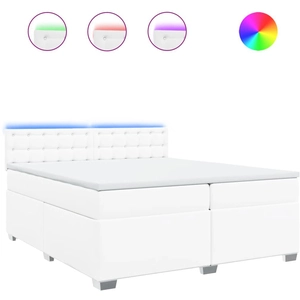 vidaXL Sommier à lattes de lit avec matelas Blanc 200x200cm Similicuir pas cher
