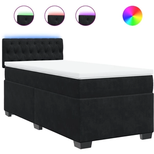 vidaXL Sommier à lattes de lit et matelas Noir 80x200 cm Velours pas cher