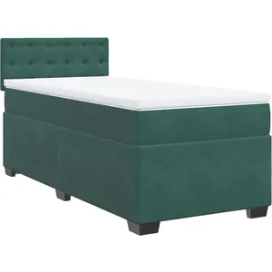 vidaXL Sommier à lattes de lit et matelas Vert foncé 80x200 cm Velours pas cher
