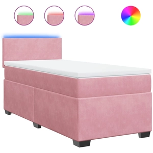 vidaXL Sommier à lattes de lit avec matelas Rose 100x200 cm Velours pas cher