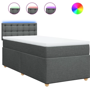 vidaXL Sommier à lattes de lit avec matelas Gris foncé 90x200 cm Tissu pas cher