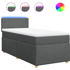 vidaXL Sommier à lattes de lit avec matelas Gris foncé 90x200 cm Tissu pas cher