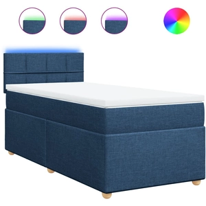 vidaXL Sommier à lattes de lit avec matelas Bleu 90x190 cm Tissu pas cher