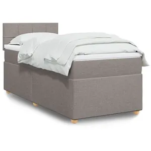 vidaXL Sommier à lattes de lit avec matelas Taupe 100x200 cm Tissu pas cher
