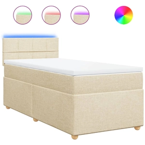 vidaXL Sommier à lattes de lit avec matelas Crème 100x200 cm Tissu pas cher