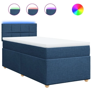 vidaXL Sommier à lattes de lit avec matelas Bleu 100x200 cm Tissu pas cher