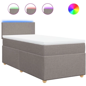 vidaXL Sommier à lattes de lit avec matelas Taupe 90x200 cm Tissu pas cher