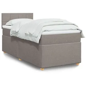 vidaXL Sommier à lattes de lit avec matelas Taupe 90x200 cm Tissu pas cher