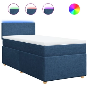 Comparateur de prix : vidaXL Sommier à lattes de lit avec matelas Bleu 90x190 cm Tissu