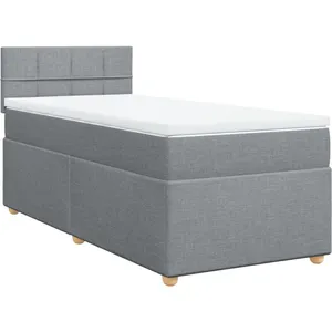 vidaXL Sommier à lattes de lit et matelas Gris clair 90x190 cm Tissu pas cher