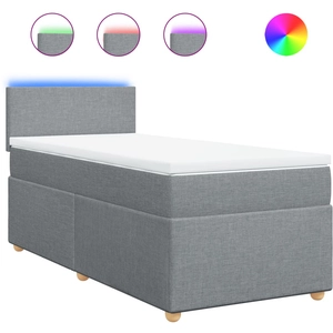 vidaXL Sommier à lattes de lit et matelas Gris clair 90x190 cm Tissu pas cher
