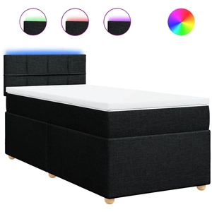 vidaXL Sommier à lattes de lit avec matelas Noir 90x190 cm Tissu pas cher