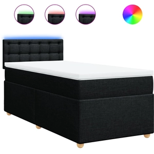 vidaXL Sommier à lattes de lit et matelas Noir 80x200 cm Tissu pas cher