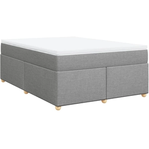 vidaXL Sommier à lattes de lit avec matelas Gris clair 140x200cm Tissu pas cher