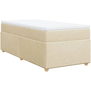 vidaXL Sommier à lattes de lit avec matelas Crème 140x190 cm Tissu pas cher