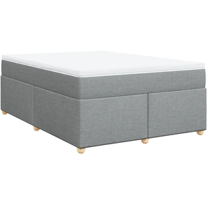 vidaXL Sommier à lattes de lit avec matelas Gris clair 160x200cm Tissu pas cher