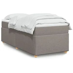vidaXL Sommier à lattes de lit avec matelas Taupe 90x190 cm Tissu pas cher
