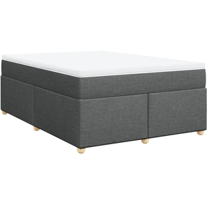 vidaXL Sommier à lattes de lit avec matelas Gris foncé 160x200cm Tissu pas cher