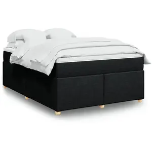 vidaXL Sommier à lattes de lit avec matelas Noir 160x200 cm Tissu pas cher