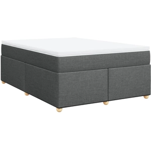 vidaXL Sommier à lattes de lit avec matelas Gris foncé 140x190cm Tissu pas cher