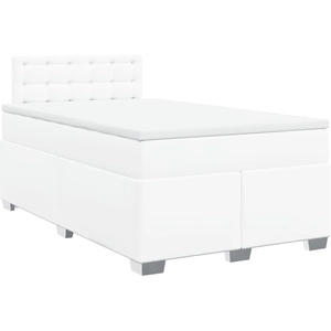 vidaXL Sommier à lattes de lit avec matelas Blanc 120x200cm Similicuir pas cher
