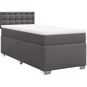 vidaXL Sommier à lattes de lit avec matelas Gris 90x190 cm Similicuir pas cher