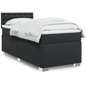 vidaXL Sommier à lattes de lit avec matelas Noir 90x200 cm Similicuir pas cher